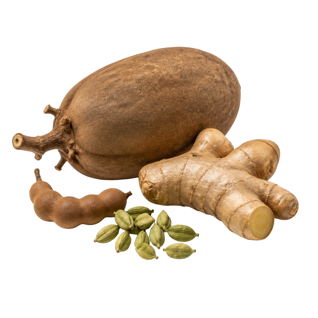 Baobab, zenzero, tamarindo e cardamomo